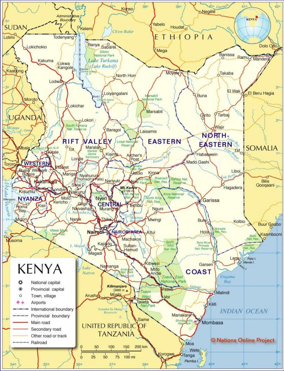 kart av internasjonale Kenya