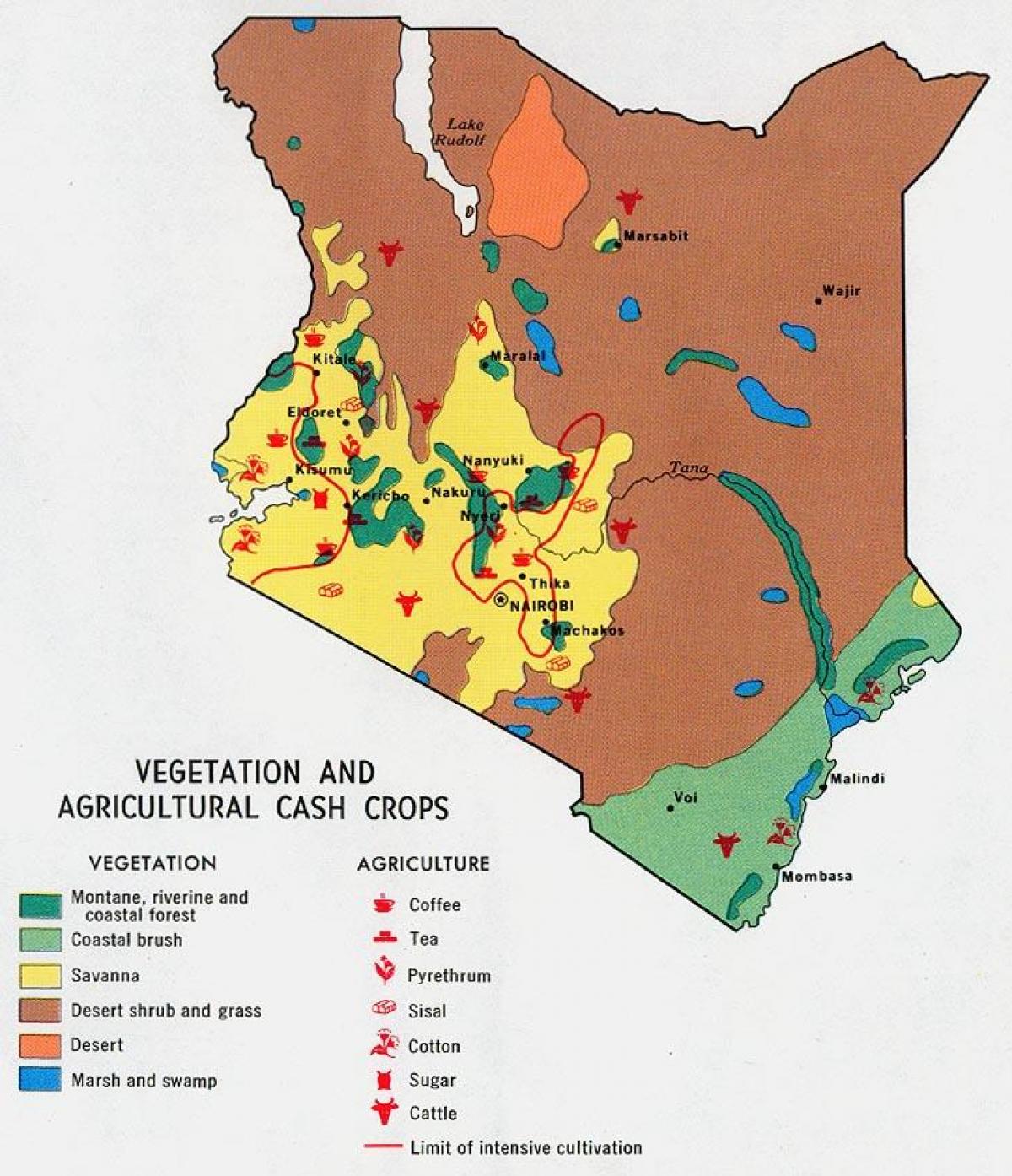 kart over Kenya naturressurser