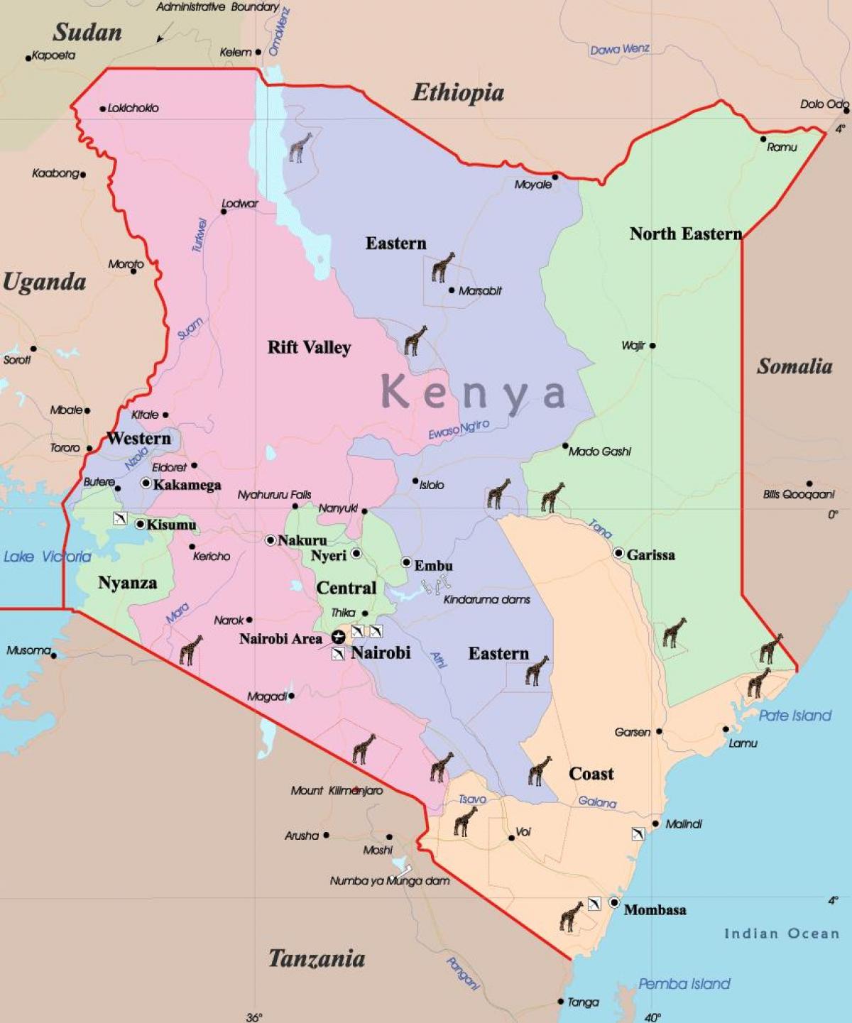 kart over Kenya språk