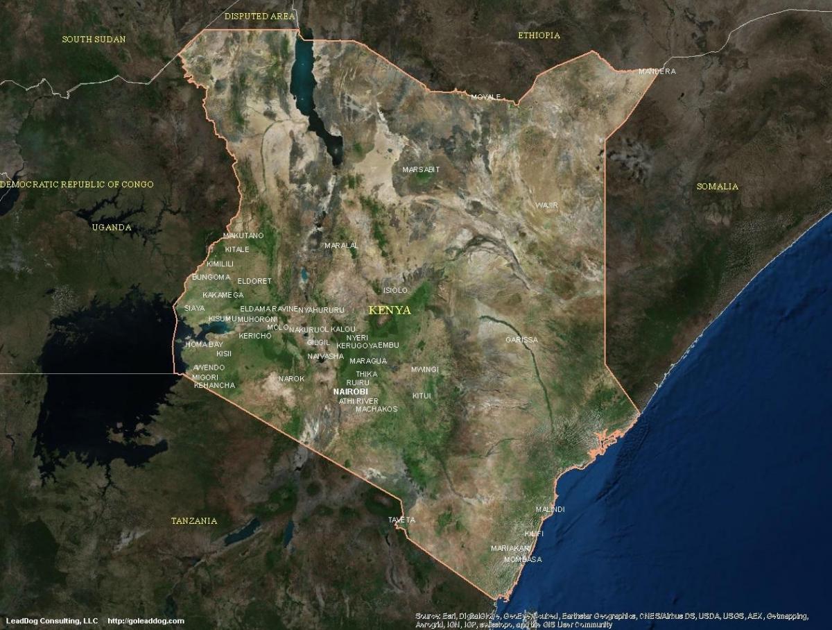kart av satellitt kart over Kenya