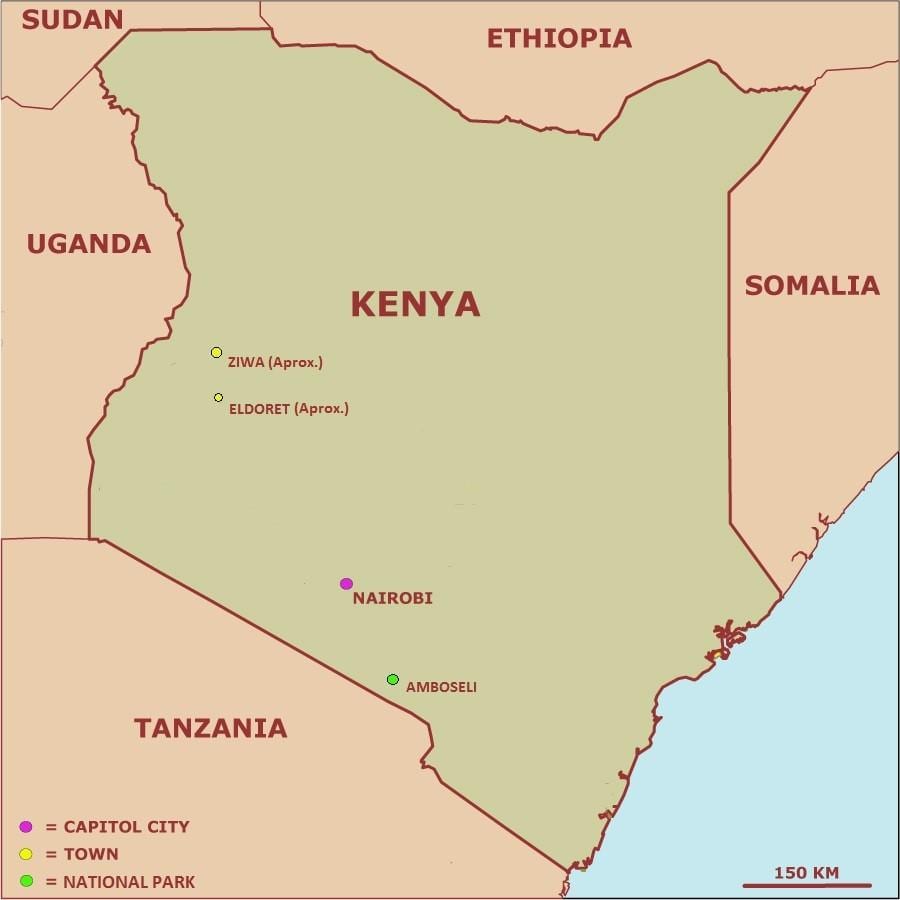 kart av enkle kart over Kenya