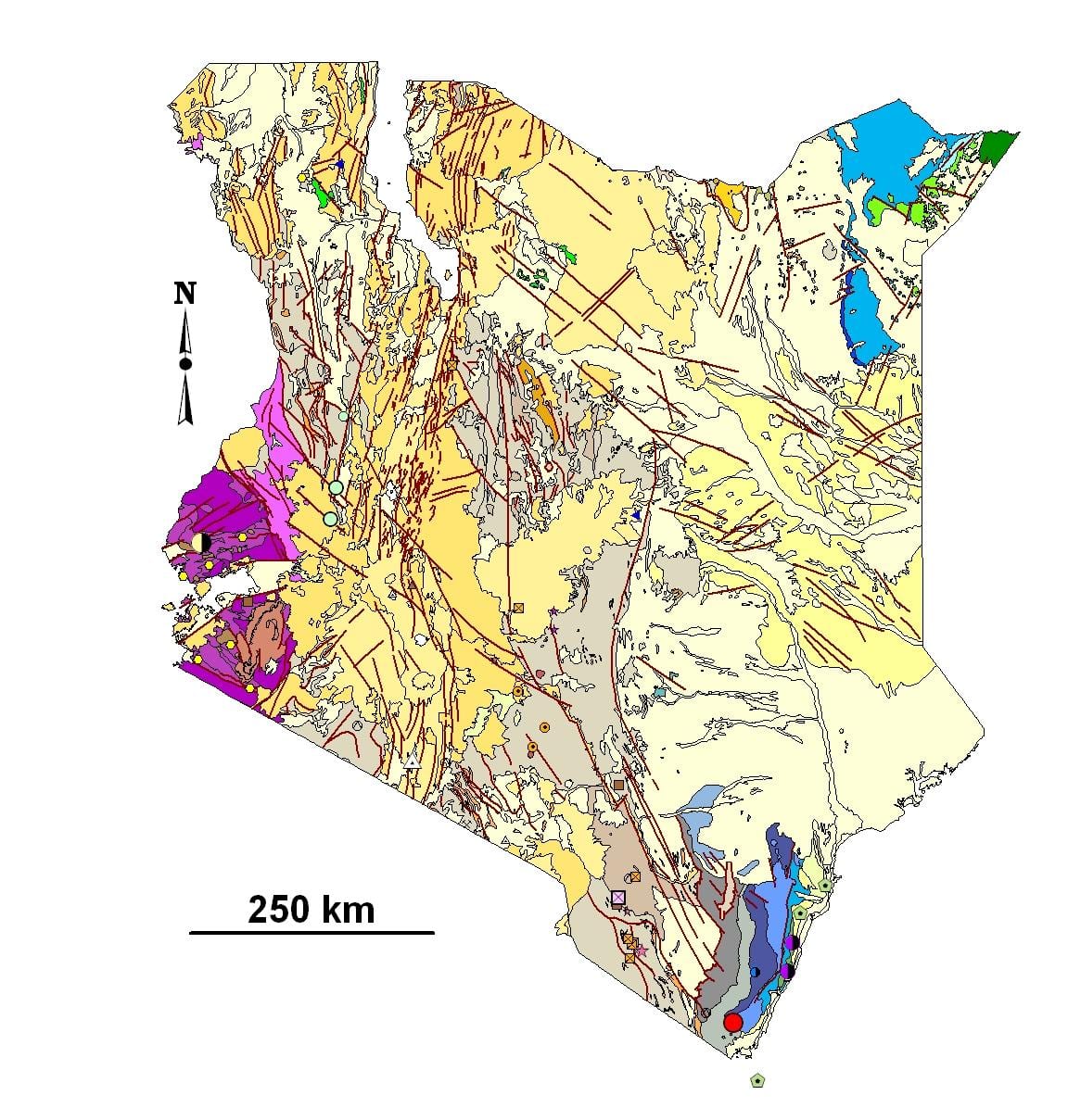 kart over Kenya mineralske ressurser