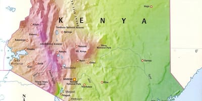 Kart over Kenya fjell