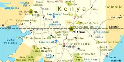 Kenya turistattraksjonene kart