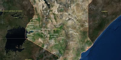 Kart av satellitt kart over Kenya