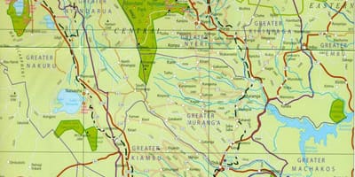 Kart over sentrale Kenya